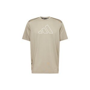 ADIDAS PERFORMANCE Funkčné tričko 'Train Icons'  tmavobéžová / biela
