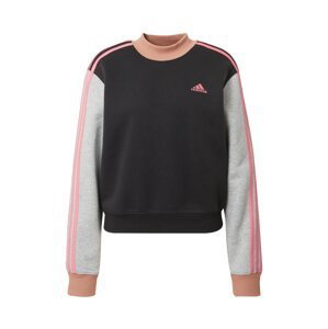 ADIDAS SPORTSWEAR Športová mikina 'Essentials 3-Stripes Half-Neck Fleece'  sivá melírovaná / ružová / púdrová / čierna