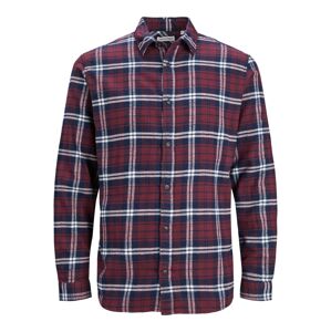 JACK & JONES Košeľa  tmavomodrá / vínovo červená / biela