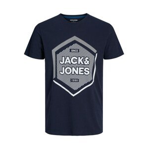 JACK & JONES Tričko 'STEIN'  tmavomodrá / biela