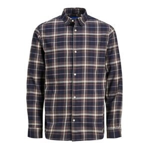 JACK & JONES Košeľa 'JOSHUA'  indigo / tmavomodrá / biela