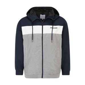 Jack & Jones Plus Prechodná bunda  modrá / sivá melírovaná / biela