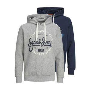 JACK & JONES Mikina 'MIKK'  modrá / námornícka modrá / sivá / biela