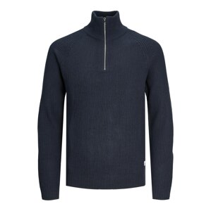 JACK & JONES Sveter 'Pannel'  námornícka modrá / šedobiela