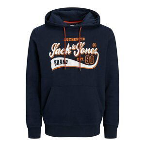 JACK & JONES Mikina 'EMETT'  námornícka modrá / oranžová / biela