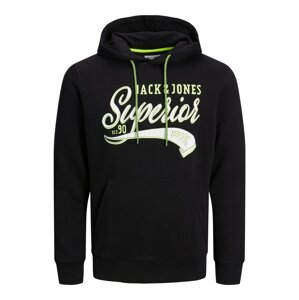 JACK & JONES Mikina 'EMETT'  svetlozelená / čierna / šedobiela