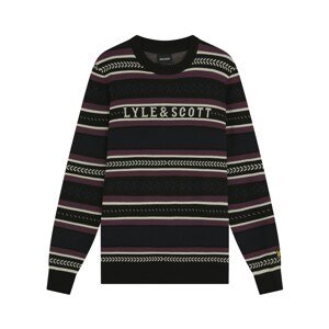 Lyle & Scott Sveter 'Glen Fair Isle'  vínovo červená / čierna / šedobiela