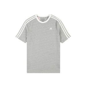 ADIDAS SPORTSWEAR Funkčné tričko 'Essentials 3-Stripes  Loose Fit friend'  sivá melírovaná / biela