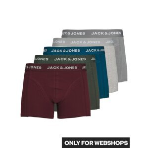 JACK & JONES Boxerky 'Smith'  modrá / sivá melírovaná / kaki / tmavočervená