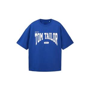 TOM TAILOR DENIM Tričko  kráľovská modrá / biela