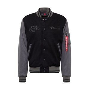 ALPHA INDUSTRIES Prechodná bunda 'Varsity'  grafitová / červená / čierna / biela