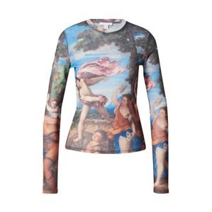 TOPSHOP Tričko 'National Gallery Titian'  nebesky modrá / hnedá / tmavosivá / staroružová