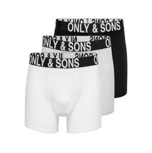 Only & Sons Boxerky 'FITZ'  svetlosivá / čierna / biela