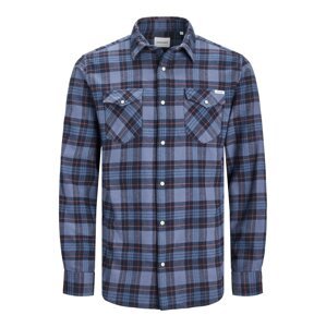 JACK & JONES Košeľa 'Sheridan'  indigo / dymovo modrá / hrdzavo červená