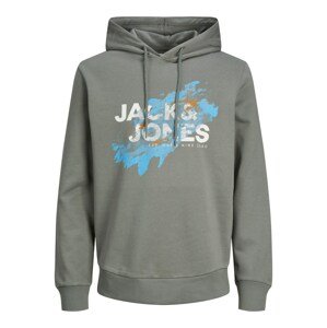 JACK & JONES Mikina 'NELSON'  svetlomodrá / sivá / oranžová / biela