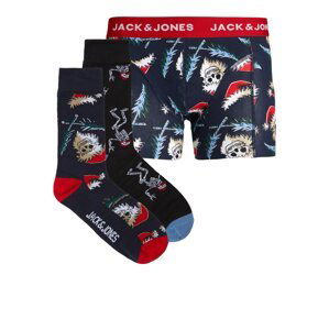 JACK & JONES Boxerky 'XMAS SKULLS'  béžová / námornícka modrá / svetlomodrá / červená