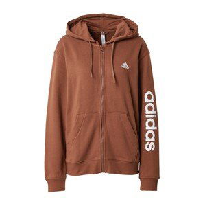 ADIDAS SPORTSWEAR Športová mikina so zipsom 'Essentials'  hnedá / biela