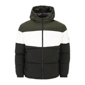 Jack & Jones Plus Zimná bunda 'DANIEL'  tmavozelená / čierna / biela