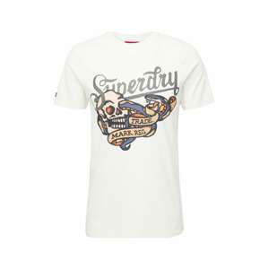 Superdry Tričko  béžová / námornícka modrá / čierna / šedobiela