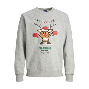 JACK & JONES Mikina 'X-Mas'  hnedá / sivá / oranžová / červená