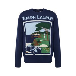 Polo Ralph Lauren Sveter  námornícka modrá / svetlomodrá / hnedá / zelená