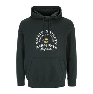 Jack & Jones Plus Mikina 'HAYS'  žltá / tmavozelená / biela