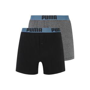 PUMA Boxerky  svetlomodrá / sivá melírovaná / čierna