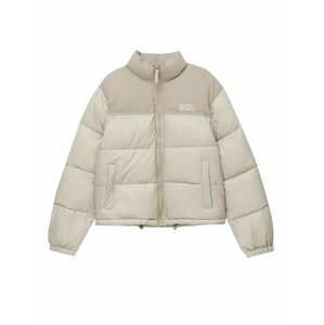 Pull&Bear Zimná bunda  béžová / svetlohnedá / biela