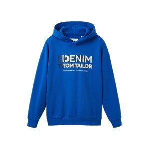 TOM TAILOR DENIM Mikina  tmavomodrá / kráľovská modrá / biela