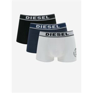 Sada tří pánských boxerek v černé, bílé a modré barvě Diesel