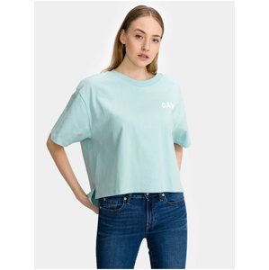 Modré dámské tričko GAP Logo boxy step hem t-shirt