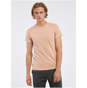 Marhuľové pánske basic tričko Ombre Clothing