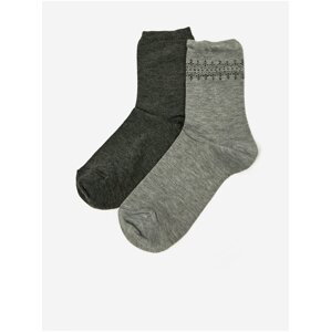 Súprava dvoch párov dámskych ponožiek v šedej farbe s prímesou kašmíru CAMAIEU