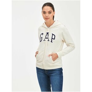 Béžová dámská mikina GAP Logo full-zip hoodie