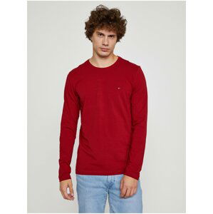 Červené pánske tričko Tommy Hilfiger Stretch Slim Fit Long Sleeve Tee