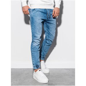 Svetlomodré pánske slim fit rifle Ombre Clothing