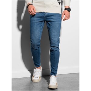 Modré pánske skrátené slim fit rifle Ombre Clothing P937