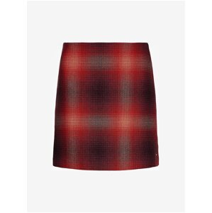 Červená dámska krátka sukňa s prímesou vlny Tommy Hilfiger Wool Shadow Check Short