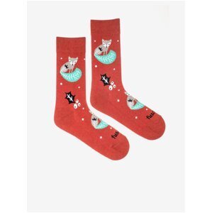 Červené dámske vzorované ponožky Fusakle
