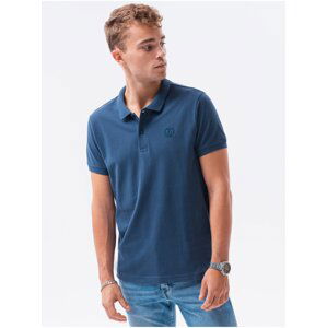 Tmavomodré pánske basic polo tričko Ombre Clothing