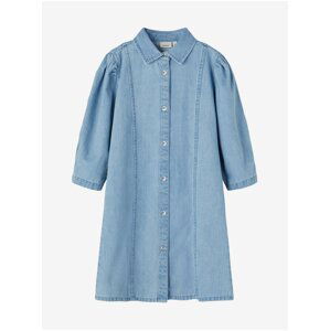 Modré dievčenské rifľové šaty s 3/4 rukávom name it Timone