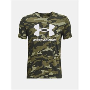 Kaki vzorované tričko Under Armour UA SPORSTYLE LOGO AOP SS