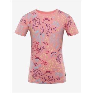 Ružové dievčenské vzorované tričko s motívom jednorožca NAX ERDO