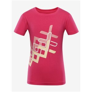 Tmavo ružové dievčenské tričko s potlačou NAX ILBO