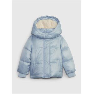 Svetlomodrá detská zimná prešívaná bunda s kapucňou GAP