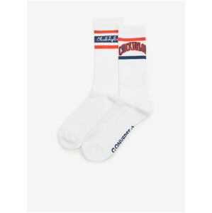 Súprava dvoch párov pánskych ponožiek v bielej farbe Converse Chuck Taylor