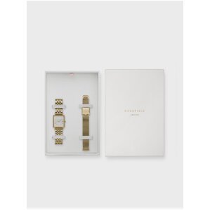 Súprava dámskych hodiniek v zlatej farbe Rosefield The Boxy XS + Mesh Gold Strap