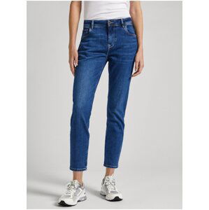 Modré dámske skrátené straight fit Jeans Pepe Jeans