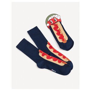 Tmavomodré pánske vzorované ponožky Celio Hot Dog