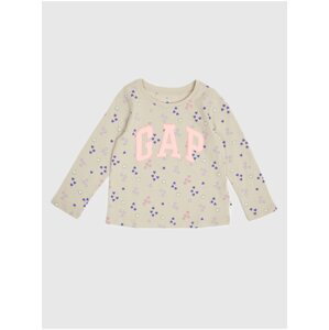 Béžové dievčenské vzorované tričko s logom GAP
